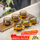 高茗玻璃茶杯小茶杯6只套裝喝茶專(zhuān)用品茗杯家用精致耐高溫帶把小茶杯 羅漢把杯 160ml 6只