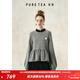 茶·愫【復古學(xué)院】puretea茶愫羊毛套頭針織衫女荷葉邊娃娃衫24新品 柔雅灰 S