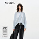 MO&Co.上衣襯衫春立領(lǐng)捏褶寬松落肩簡(jiǎn)法MBE1TOPT05淡人穿搭 冰灰藍色 M 165