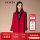 PORTS 寶姿秋冬新品女裝職場(chǎng)長(cháng)袖雙排扣紅色大衣短毛呢外套 紅色 M (6)
