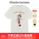 Charlie Luciano匹諾曹夏季蠟筆印花短袖新款寬松潮牌男女情侶同款趣味小眾T恤男 白色 XS 160