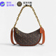 蔻馳（COACH）新款女包 新款Mira 女士馬車(chē)logo老花皮革女款餃子包月牙單肩包  棕色 CM584 B4TXN 23.5*6.5*16cm