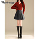 塔馳密司輕奢高腰顯瘦a字小皮裙短裙女2025秋季新款咖色PU防走光半身裙子 黑色百搭通勤 XL /29推薦120-135斤