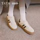 他她（TATA）復古板鞋女平底德訓鞋阿甘休閑鞋 新品推薦-米/啡（單） 36
