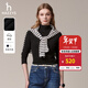 哈吉斯（HAZZYS）女裝【倫敦時(shí)裝周同款】秋冬款打底衫女半高領(lǐng)長(cháng)T恤ABTSE0BCE10 黑色BK M (160/84A 38)
