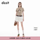 DZZIT地素短袖T恤夏季簡(jiǎn)約貓咪直筒印花修身上衣女3J2B3831N 深卡其色 XS
