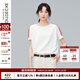 例外（EXCEPTION）輕奢國潮女裝春秋款純棉圓領(lǐng)套頭寬松短袖T恤內搭半袖上衣 米白/05 L