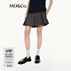 MO&Co.短裙2025秋新品高智學(xué)院風(fēng)立體工字褶中低腰半身裙MBE3SKT024 中花灰色 S