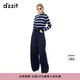 DZZIT地素牛仔褲春秋街頭復古寬松闊腿褲子女附腰繩3J3R6141S 藍色 S