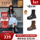 他她TATA喵爪靴2025秋冬百搭時(shí)裝靴女短靴新款彈力靴 黑色（絨里） 36