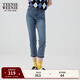 Teenie Weenie小熊女裝簡(jiǎn)約風(fēng)秋季雙排扣牛仔褲鉛筆褲小腳褲修身潮 中藍色 M (165)