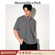Abercrombie & Fitch經(jīng)典小麋鹿圖案男裝25夏季美式重磅寬松亨利領(lǐng)短袖T恤 深灰色 L (180/108A)尺碼偏大