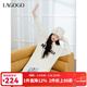LAGOGO連帽元氣寬松字母連衣裙女拉谷谷2024年冬新款針織中長(cháng)裙 米白色 S