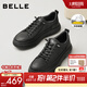 百麗男鞋時(shí)尚小黑白板鞋男士25新款冬商場(chǎng)款套腳休閑鞋D3MA6DM5 黑色 41 (255mm)