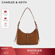 CHARLES&KEITH復古雙肩帶鉚釘簡(jiǎn)約腋下包生日新年禮物送女友CK2-20782708-1 Sienna Brown赭石棕 S