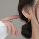 沄汧925銀針耳釘耳環(huán)耳飾生日禮物女生耳墜氣質(zhì)小眾2026新款首飾飾品 紅色方塊耳圈一對