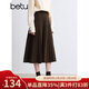 百圖betu女裝冬季新款半身裙遮垮顯瘦針織百褶裙裙子女2410T77 深啡 S