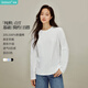茵曼純色基礎百搭長(cháng)袖白T恤女2025春秋款舒適休閑打底衫白色M