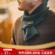 馬登工裝美式復古仿馬海毛針織圍巾秋冬戶(hù)外防風(fēng)保暖毛線(xiàn)純色圍脖男女 墨綠色 建議手洗