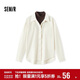 森馬（Semir）長(cháng)袖襯衫女冬季中長(cháng)款假兩件寬松磨毛襯衣通勤溫柔系101724105005