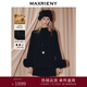 MAXRIENY法式千金風(fēng)羊毛大衣25冬款保暖狐貍毛袖口毛呢外套斗篷女 黑色 M
