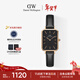 丹尼爾惠靈頓（DanielWellington）DW小方表手表女表黑色皮帶簡(jiǎn)約黑盤(pán)歐美手表新年禮物DW435