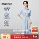 尚都比拉氣質(zhì)翻領(lǐng)一字貼袋襯衫連衣裙女夏款收腰顯瘦直筒裙休閑顯瘦長(cháng)裙