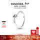 潘多拉（PANDORA）[新年禮物]透明傾斜的心單石戒指925銀情侶對戒生日禮物送女友 單石戒指 52MM(建議100-110斤)