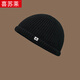 喜蘇萊針織帽秋天瓜皮帽男士薄款毛線(xiàn)地主雅痞帽子女秋冬光頭帽嘻哈街舞 黑色