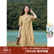 茵曼（INMAN）2026夏女新款田園娃娃裙切爾西領(lǐng)泡泡袖A字連衣裙 深褐色 -18525990 M