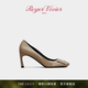 Roger Vivier【新年禮物】/RV女鞋Trompette方扣細跟漆皮高跟單鞋 駝色 38.5 （建議拍大半碼，詳詢(xún)客服）