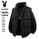 花花公子（PLAYBOY）棉馬甲男士秋冬無(wú)坎肩保暖休閑百搭戶(hù)外運動(dòng)外穿外套 黑色 L