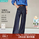 茵曼（INMAN）【商場(chǎng)同款】茵曼復古直筒牛仔褲2026春季女裝新款百搭寬松長(cháng)褲 深牛仔藍 26