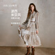 熙然（XIRAN）波西米亞風(fēng)腰果花紋連衣裙收腰顯瘦度假通勤系帶裙子26年春款 灰綠腰果花 XL