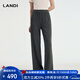 藍地（LANDI）深灰色軟糯舒適休閑直筒闊腿褲女含羊絨真絲冬新品 深灰色 L