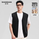 SHANSHAN杉杉100%羊毛衫男2025冬季休閑時(shí)尚V領(lǐng)內搭針織無(wú)袖開(kāi)衫毛衣馬甲 黑灰色 XL /180