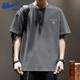 回力（Warrior）男士短袖t恤重磅純棉日系寬松半袖夏季美式休閑潮流百搭上衣男款 中灰（山霧前圖） 2XL