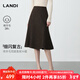 藍地（LANDI）[細閃復古]深棕綿羊毛高腰魚(yú)尾毛呢半裙女中長(cháng)款2025冬新品 深咖 L