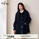 伊芙麗（eifini）伊芙麗學(xué)院風(fēng)連帽設計中長(cháng)款100%羊毛毛呢外套女2025冬裝新款 藏冬青 L