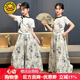 G.duck女童t恤中國風(fēng)兒童套裝夏季2025新款女孩夏裝衣服短袖童裝女半袖 中大童中式古風(fēng)上衣+裙褲子夏褲女童褲薄款 夏天 140