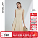 朗姿法式高級感氣質(zhì)無(wú)袖裙子女夏季新款收腰顯瘦針織連衣裙 米白色 M