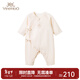 英氏（YEEHOO）嬰兒衣服新生兒哈衣秋冬季寶寶蠶絲純棉輕薄保暖連體衣 奶油乳酪YLHAJ32025A 52cm