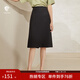 范思藍恩201028氣質(zhì)開(kāi)叉半身裙女夏季中長(cháng)款高腰a字裙職業(yè) 黑色 XS