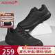 奧康（Aokang）秋冬新款跑步鞋男士時(shí)尚休閑彈力增高運動(dòng)鞋 黑色皮面    41   