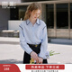 香影法式藍色翻領(lǐng)襯衫女2026春裝新款寬松襯衣棉撞色刺繡通勤上衣 藍色 M 160/84A/95-110斤