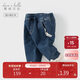 戴維貝拉兒童加絨褲子女童冬裝牛仔褲女寶寶冬季長(cháng)褲童裝