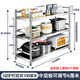 靜音美304不銹鋼廚房置物架落地多功能收納架貨架櫥柜微波爐帶欄儲物架 不銹鋼長(cháng)60寬40高100三層帶圍欄