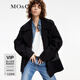 MO&Co.【美麗諾綿羊毛】春秋機車(chē)扣斜襟斗篷廓形雙面呢圓肩斗篷大衣 黑色 M 165
