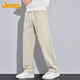JEEP吉普休閑褲男秋冬季寬松直筒褲子男士彎刀潮流運動(dòng)男褲 米杏色 XL
