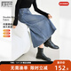 對白【德絨保暖】復古直筒牛仔半身裙女2025冬季新款加絨中長(cháng)裙子 牛仔藍 L